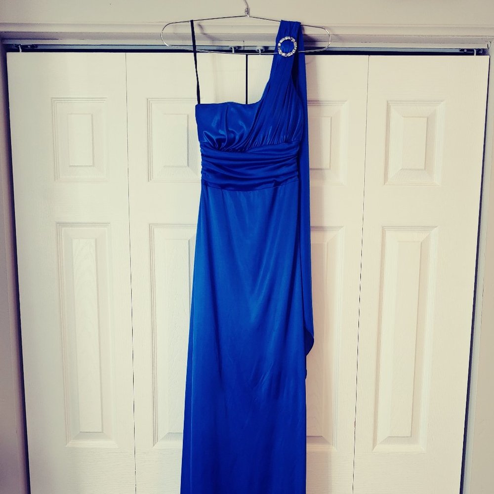 Floor Length Blue Silk Dress